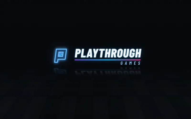 The neon logo of PlayThrough Games